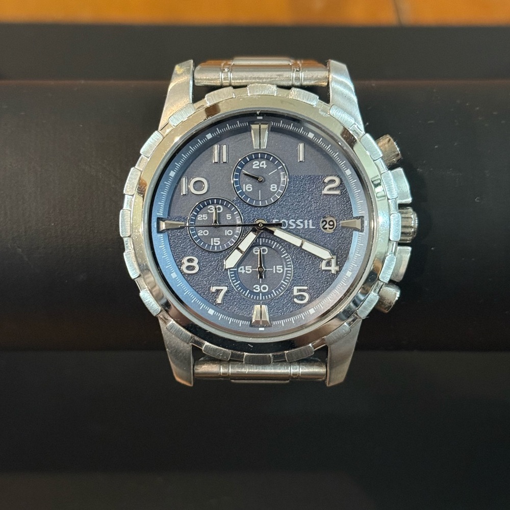 Fossil Blue and Silver Chronograph Watch